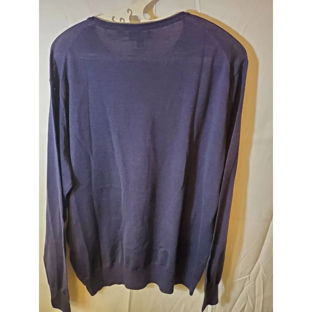 Peter Millar Collection Sweater Mens XL Blue Pullover Knit Wool Blend V Neck NWT